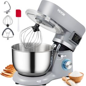 Stand Mixer, 660W Electric Dough Mixer with 6 Speeds LCD Screen Timing, Tilt-Head Food Mixer with 5.8 Qt Stainless Steel Bowl, Dough Hook, Flat B