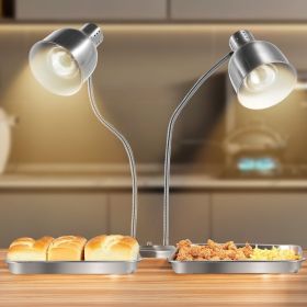 warCommercial Food Heat Lamp 2-head Electric Catering For Food Restaurant & Buffet (Option: Silver)