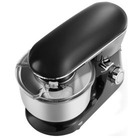 Stand Mixer, 6 QT Dough Mixer, 660W 6 + P Speeds Tilt-head Food Mixer with Stainless Steel Bowl, Dough Hook, Wire Whip, Flat Beater, Scraper (Color: Black, Capacity: 6.2 L)